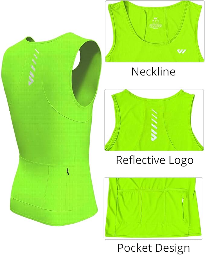 Lo.gas Sleeveless Cycling Jersey Men, Biking Base Layer Breathable and Lightweight with Back Pocket Sports Vest