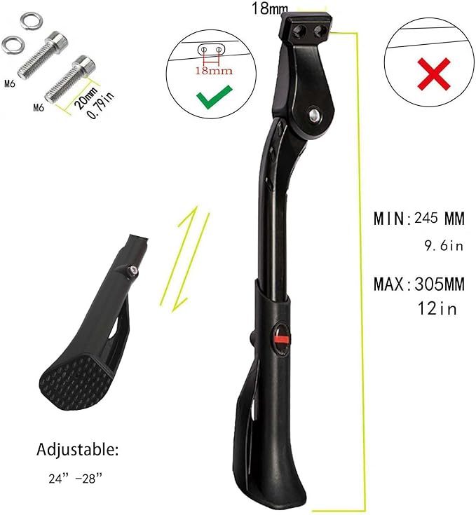 Bike Kickstand Aluminium Adjustable Center Bicycle Kickstand suitable Rear Side Bicycle Kickstand Fit for 26" 27.5" 29" 700C Bike Kick Stand for Bicycles Kickstand