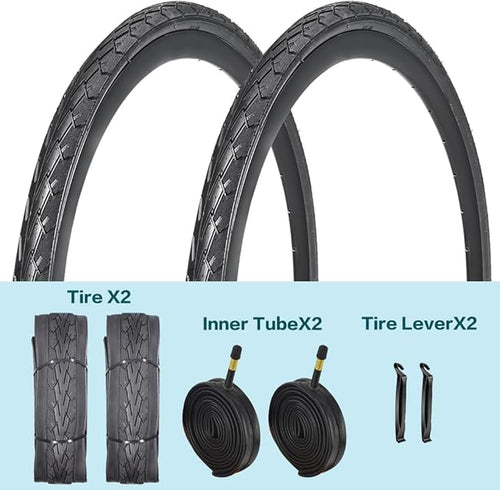 2 Pack 700x23C/25C/28C/35C/38C Bike Tires Plus Bike Inner Tubes Presta Valve 48mm or Schrader Valve 48mm Foldable Replacement Tires for Road Bicycle