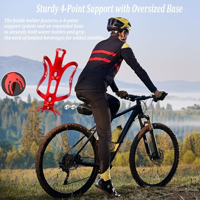 Bike Water Bottle Holder, Water Bottle Holder for Bike Aluminum Alloy, Universal Bike Water Bottle Cage for Road, Mountain and Gravel Bikes (Black)
