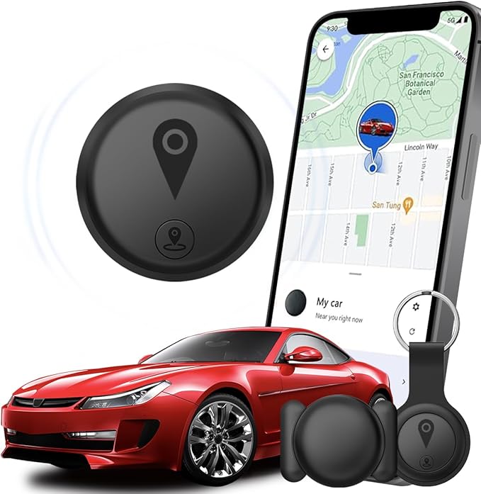 Mini GPS Tracker for Vehicles,Tracking Devices for Cars Hidden Portable GPS Tracker for Cars Splashproof Available for iOS Find My (iOS Only), No Monthly Fee Subscription No SIM Card Required - Black