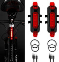 2 Pack USB Rechargeable LED Bicycle Rear Lights Cycling Bike Taillight Safety Lamp Night Essential Waterproof 4 Modes Warning Light for Men Women Kids MTB