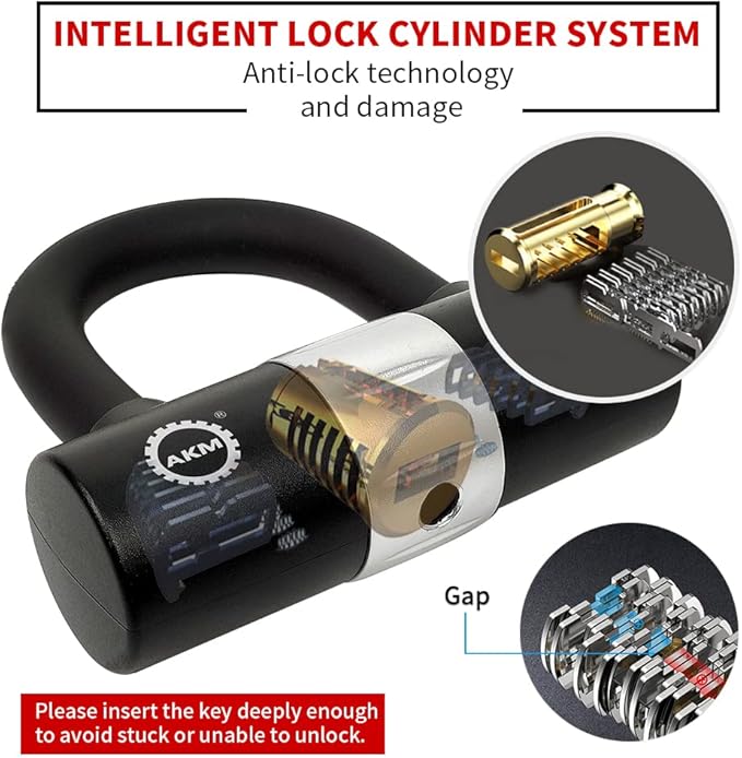 AKM Chain Lock 3-Foot Heavy Duty Bike Chain Lock Durable 12mm Thick Anti-Theft Bicycle Chain Lock with 4Keys Security 16mm U Lock for Bicycle,Moped,Scooter,Motorcycle