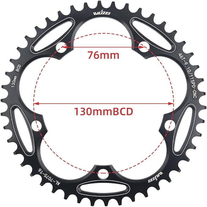 110/130 BCD Chainring 36/38/40/42/44/46/48/50/52/54/56/58/60T 5 Screws Round Narrow Wide Bicycle Chainring for 9/10/11 Speed Road Bike Folding Bicycle
