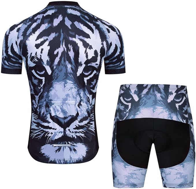 Men Cycling Jersey Set Cycle Short Sleeve Shirt and 3D Cushion Shorts Padded Suit Biking Top