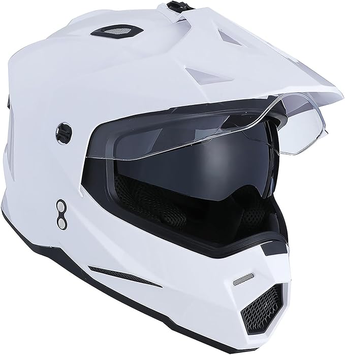 1Storm Youth Kids Dual Sport Dual Visor Motorcycle Motocross Off Road Full Face Helmet Matt Black