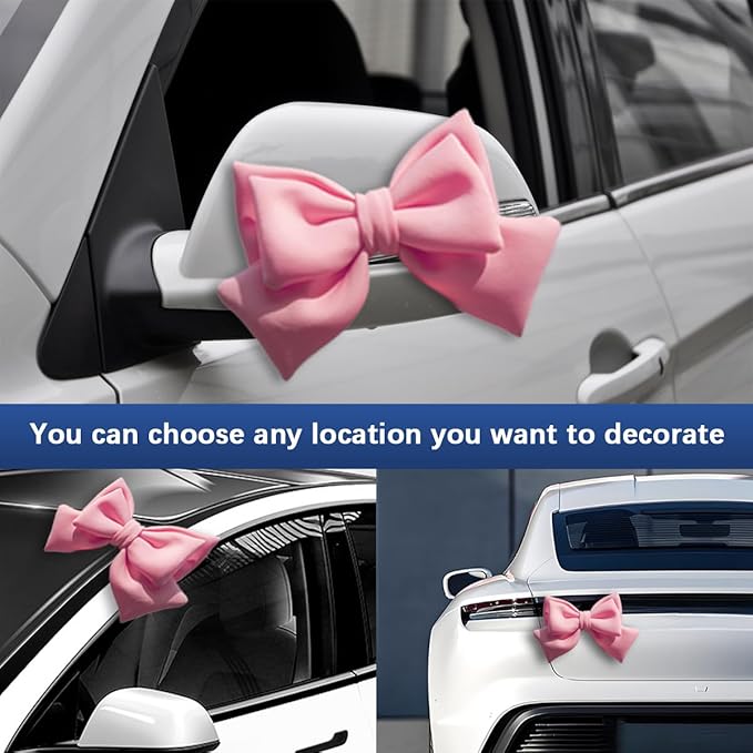 Motorbike Helmet Decor, Cute Fashion Large Bowknot Motorcycle Helmet Ornament, Automotive Exterior Rear Bumper Decoration for Girls Women, Universal for Truck Motorcycle Sedan (Light Blue)