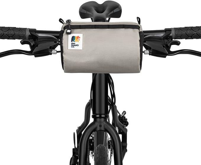 Handlebar Bike Bag – Water-Resistant Hard Shell with Quick-Access Zipper, Side Mesh Pockets, and Spacious Storage – Ideal for Cycling, Commuting, and Adventure Rides (Smoke Gray)