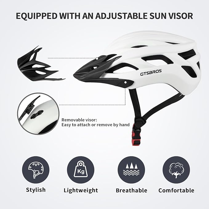 Bike Helmet with Visor for Women and Men – Lightweight Bicycle Helmet for Mountain Biking and City Riding
