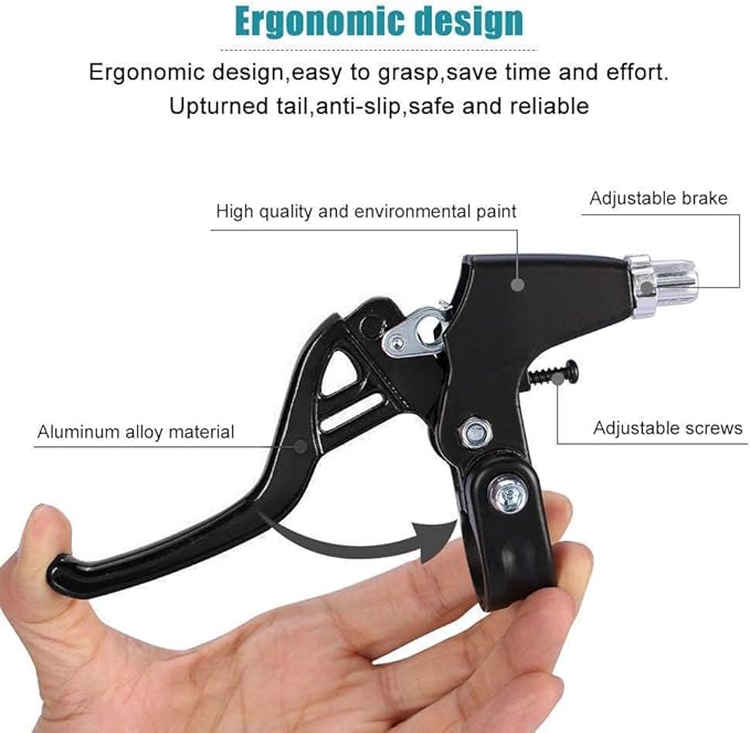 DISIWENE 1 Pair Bicycle Brake Lever, V-Brake Handlebar Aluminium Alloy Bike Brake Handle Universal 2.2cm for Most Bicycle, Road Bike, Mountain Bike (Black)