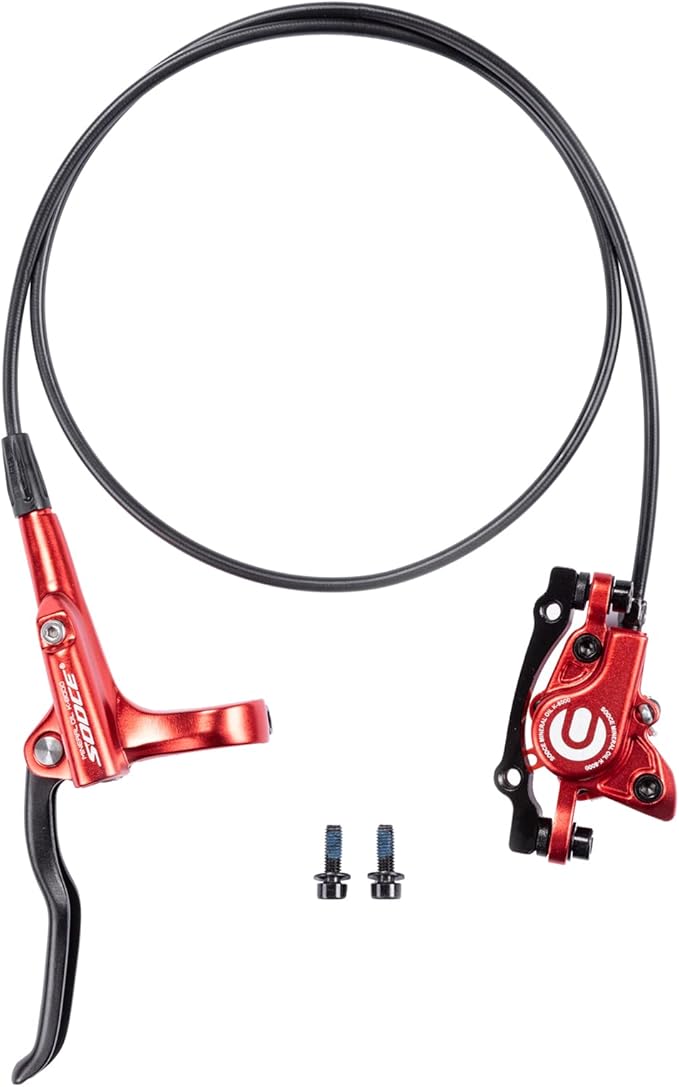 Cyclon MTB Hydraulic Disc Brakes Set, Black/Red Aluminum Alloy Hydraulic Brakes for Mountain Bike Left Front 1000mm Right Rear 1700mm Hydraulic Bicycle Brakes with is/PM Adapter Fit 160mm Rotor