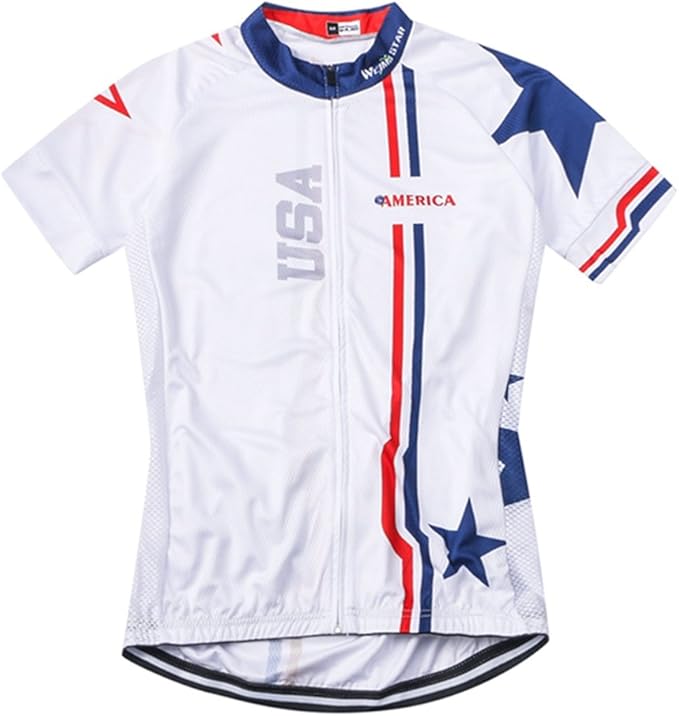 Weimostar Men's USA Cycling Jersey Short Sleeve Biking Shirts Breathable with Pockets