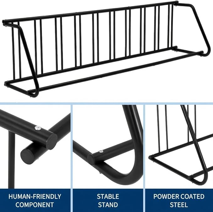 10 Bike Rack for Garage, Heavy Duty Steel Bicycle Rack Freestanding with Floor Mount Kit, Single-Sided Parking Stand for 10 Bicycles, Commercial Grade Bike Racks for Apartments & Schools, Black