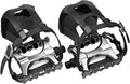 Bike Pedals with Toe Cages and Adjustable Straps - 9/16 Inch Aluminum Alloy MTB Pedals with Sealed Bearing - Wide Platform Bicycle Flat Pedals for Road Mountain Indoor Cycling