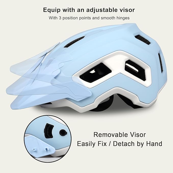 Bike Helmet for Adult & Youth, Lightweight MTB Helmet with Adjustable Visor for Mountain/Road Cycling, 2 Sizes for Men Women Boys Girls