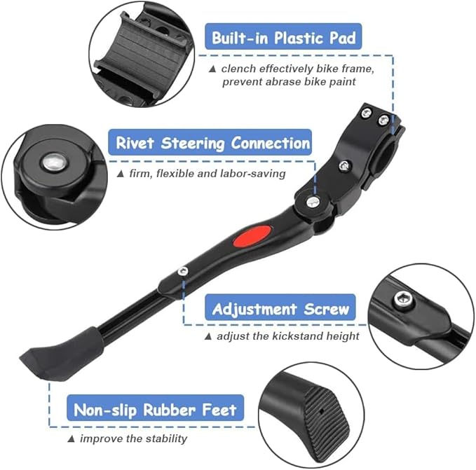 Bike Kickstand for Specialized Rockhopper Rockhopper Comp Rockhopper Elite, Aluminum Adjustable Kickstand Foot Side Stand Suppor Rear Side Bicycle Stand with Non-Slip Rubber Foot,C