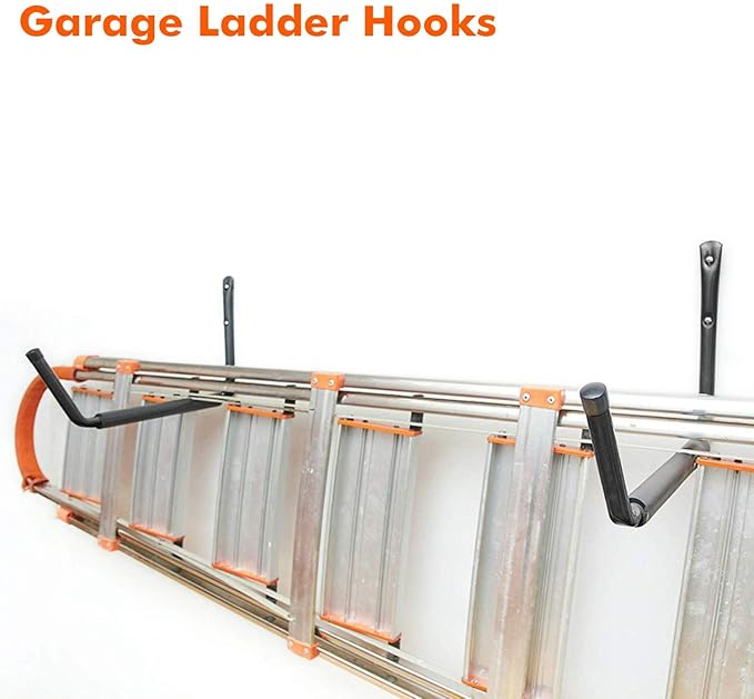 Ihomepark Heavy Duty Garage Indoor Kayak Storage Hooks Hanger, Wall Mounted Utility Hanging Cradle Rack for Canoe Paddle Board, Ladder, Folding Chairs, Hose, Bicycle and Tools (4 Pack, Black)
