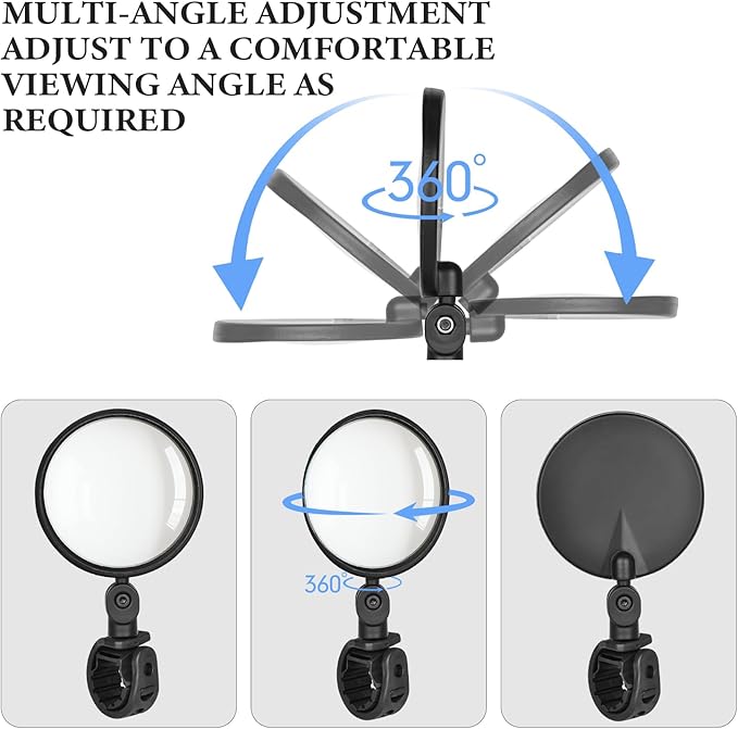 Bike Mirror Bicycle Rear View Mirrors,Rotatable Handlebar Reflectors Foldable Convex Mirror