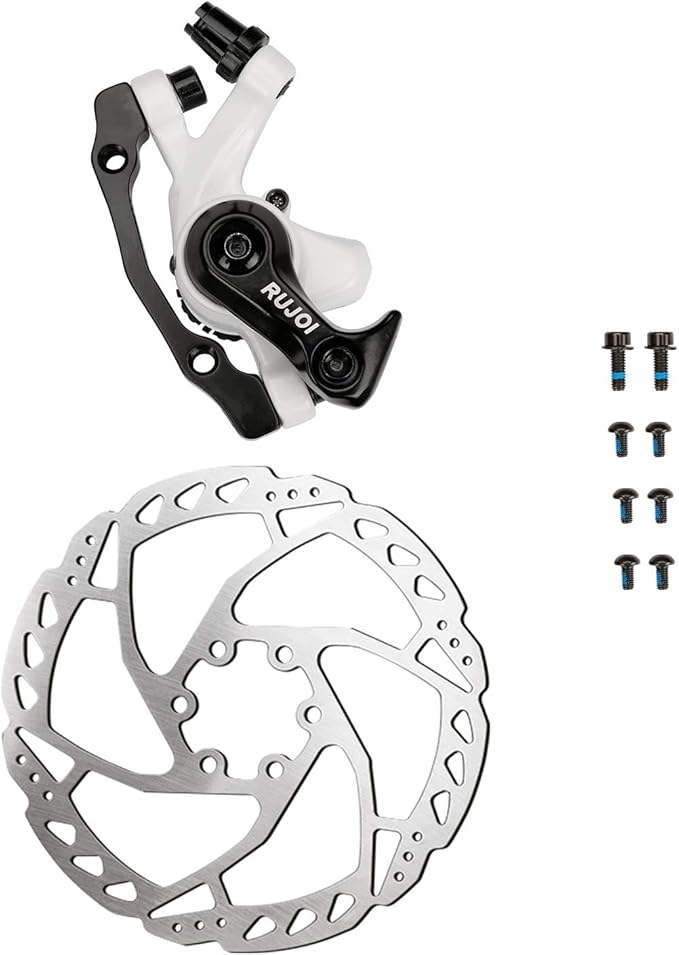 RUJOI Bike Disc Brake Kit, Aluminum Front and Rear Caliper, 160mm Rotor, Mechanic Tool-Free Pad Adjuster for Road Bike, Mountain Bike …