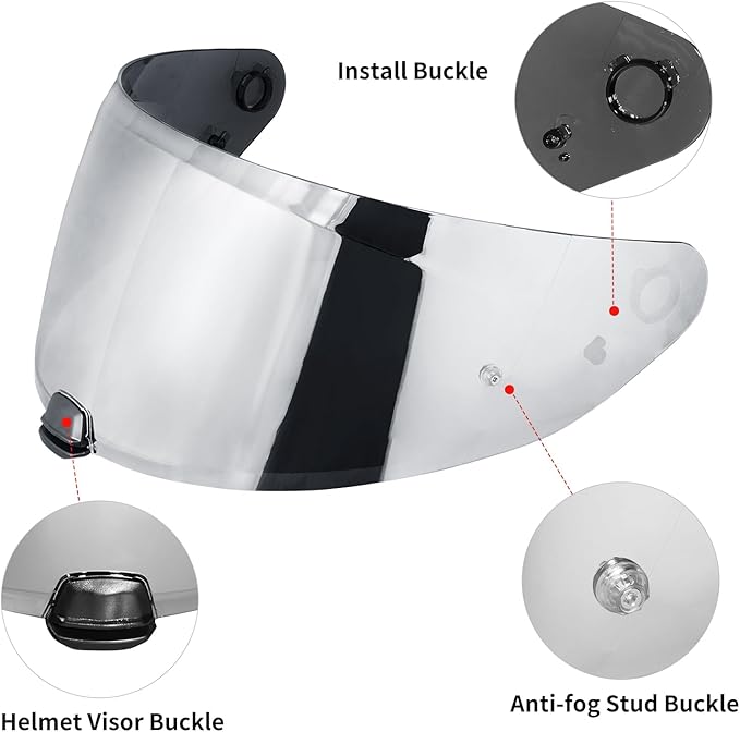 Hj-31Motorcycle Helmet Visor,Shield Replacement Visor for i10 /i70,Motorcycle Visors,Motorcycle Helmet Visor Accessories(Chrome Silver)
