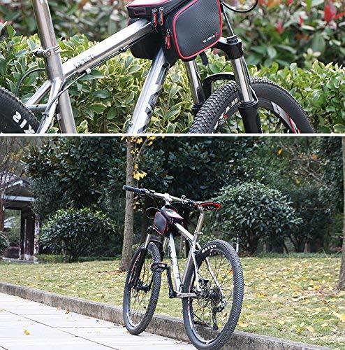 Bike Frame Bag, Bicycle Phone Mount, Waterproof Cycling Front Top Tube Pouch Pannier Bike Phone Holder Stand Cycle Crossbar Storage Bags for iPhone 14 13 12 11 Pro Max X Samsung Smartphone up to 6.7''