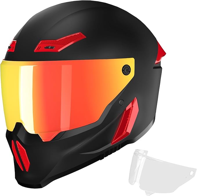Motorcycle Helmets for Adult Men Women,Full Face Motorcycle Helmet,MG666 DOT Approved Motorbike Racing Street Bike Helmets with Two Visors