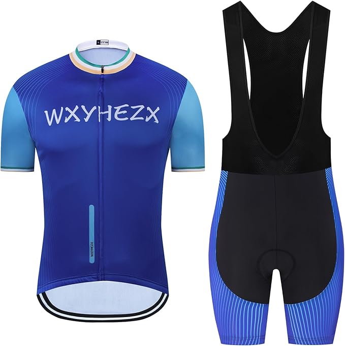 Men's Cycling Jersey Set Road Bike Shorts Sleeves Jersey Zipper Pokcet Bib Shorts with 20D Gel Pad Biking Clothing Sets