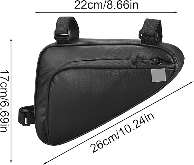 Frame Bag Cycling - Lightweight Bikepacking Frame Bag, 1.5L Storage Capacity | Weatherproof Design with Water-Resistant Zippers, Fits Most Bike Frames, Perfect for Tools, Snacks, Phone, and Outdoor Ad