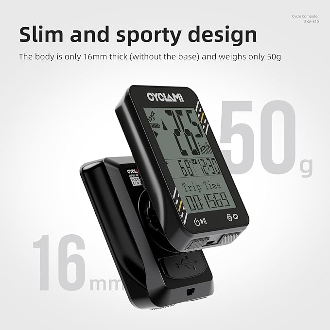 Bike Computer Wireless - 5-Satellite GPS Cycling Speedometer | 2.4" Sun-Readable Screen | 50g Ultralight | 20+H Battery IPX7 Waterproof Bicycle GPS for Road/MTB Bikes (No Bluetooth connection)