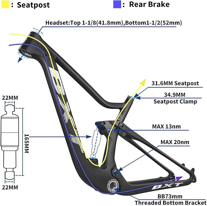29er Full Suspension Mountain Bike Frame 16/17/19/21inch Carbon Disc Brake Bike Frame XC Soft Tail Enduro Frame Thru-Axle 12 * 142MM/Quick Release 9 * 135MM Travel 100mm(Violet,29 * 17")