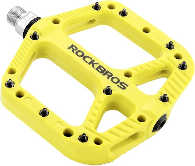 Rock BROS Mountain Bike Pedals Nylon Composite Bearing 9/16" MTB Bicycle Pedals with Wide Flat Platform