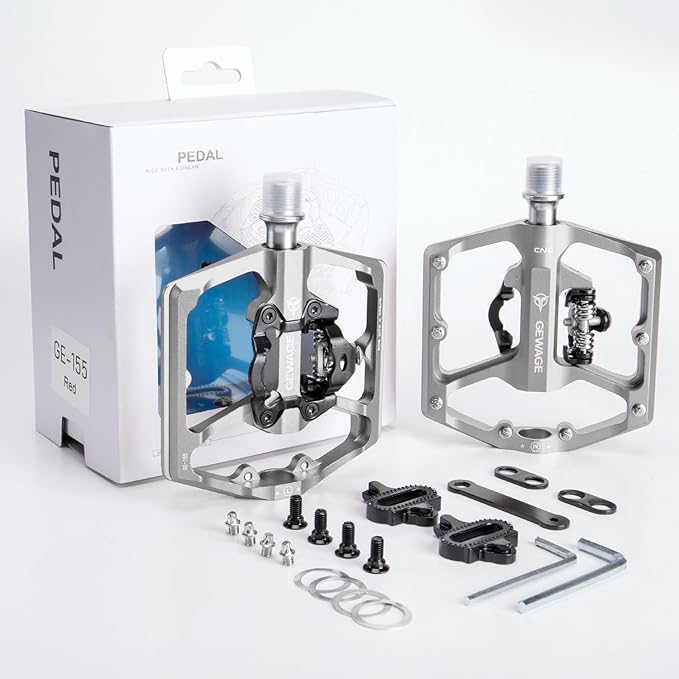 Mountain Bike Pedals- Dual Function Bicycle Flat Pedals and Clipless Pedals- 9/16" Platform Pedals Compatible with SPD for Road Mountain BMX Bike