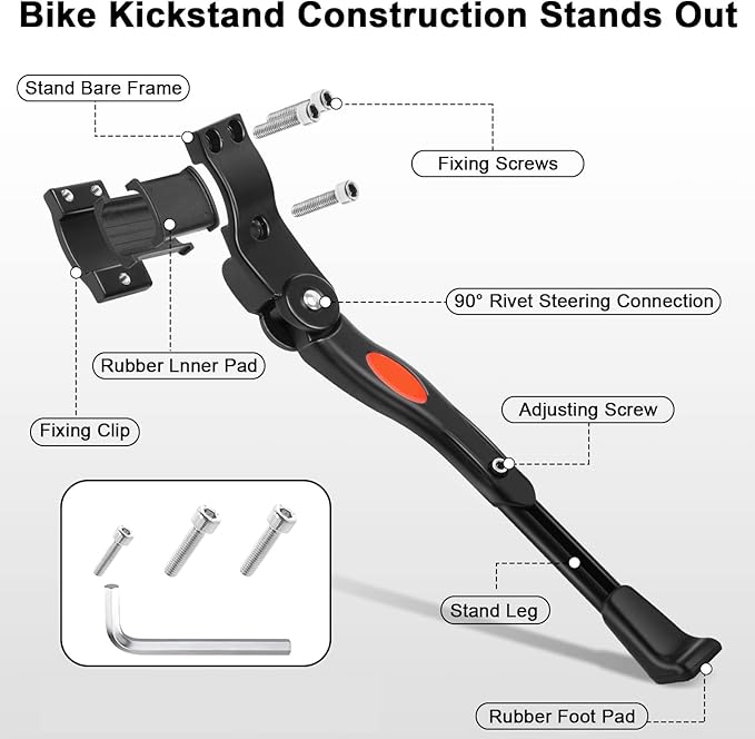 Bike Kickstand for Specialized Turbo Tero Turbo Vado Turbo Vado SL Venge Vita, Aluminum Adjustable Kickstand Foot Side Stand Suppor Rear Side Bicycle Stand with Non-Slip Rubber Foot,C