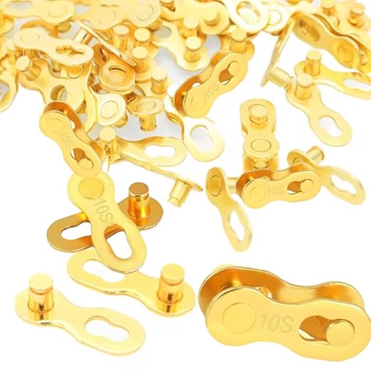 Bicycle Chain Master Link Reusable Bike Chain Connecting Link, for 10 Speed, Road Bicycle and Mountain Bike, Metal Bike Master Link, Bicycle Chain Missing Link Connector, 5 Set Pack Gold