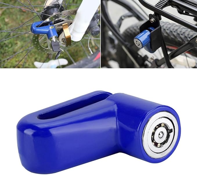 Heavy Duty Motorcycle Disc Lock, AntiTheft Pin Brake Wheel Security Lock with Alarm, Durable Bike Protection for Motorcycles & Scooters, Loud 110dB Alarm for Theft (Blue)