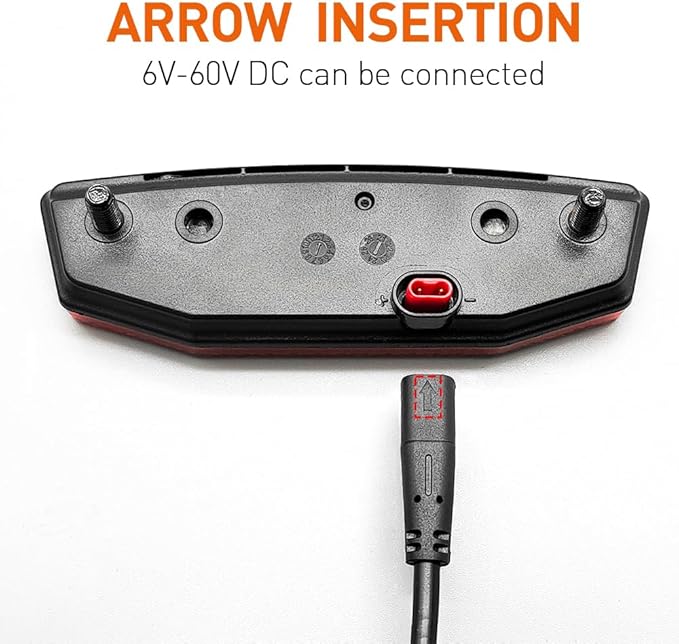Ebike Rear Tail Light,Ebike 6V-60V LED Riding Tailight,Motorcycle Led Light Equipment Waterproof Connector for Electric Bike Accessories
