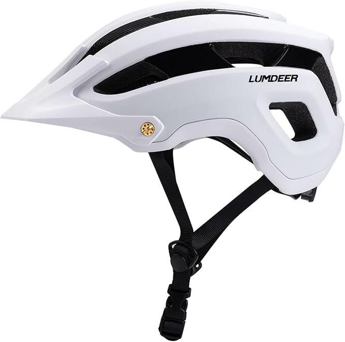 LUMDEER Bike Helmet for Adults - Mountain Bicycle Helmet with Rechargeable Light, Airflow Visor, Lightweight Ajustable Biking Helmet for Men Women