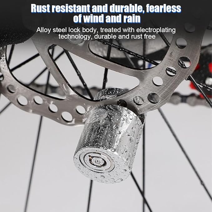Motorcycle Disc Brake Lock, Anti Theft Alloy Steel Motorbike Security Wheel Disk Lock with Two Keys, Motorcycle Tire Padlock, Universal for Scooters Motocross Dirt Bike (Large Cylinder)