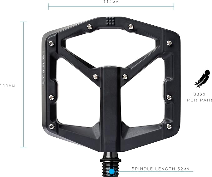 Crankbrothers Stamp Flat MTB Pedals - Size-Specific, Lightweight, Versatile, Durable Bike Pedals