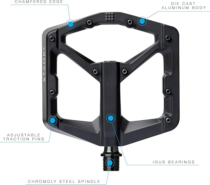 Crankbrothers Stamp Flat MTB Pedals - Size-Specific, Lightweight, Versatile, Durable Bike Pedals