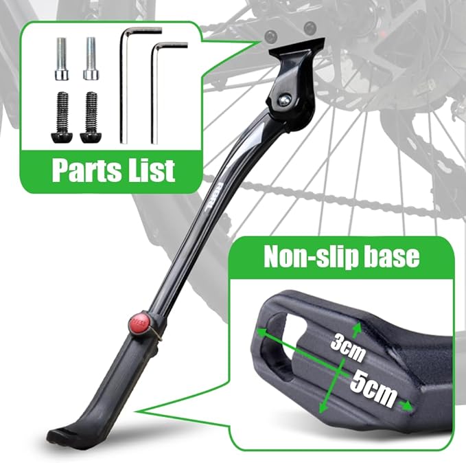 RBRL Bike Kickstand 40mm Hole Spacing, Bike Stand Aluminium Alloy Adjustable Bicycle Kickstand, Rear Side Bicycle Kick Stand for 24''-29'' Mountain Bike/Road Bike/BMX/MTB