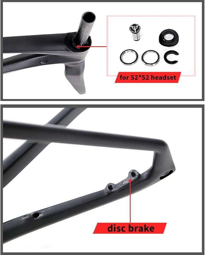 700c Road Bike Frameset Lightweight Carbon Racing Frame 43.5/46/48/50/52/54CM Internal Routing Disc Brake Frame Thru Axle 100mm/142mm(43.5CM)