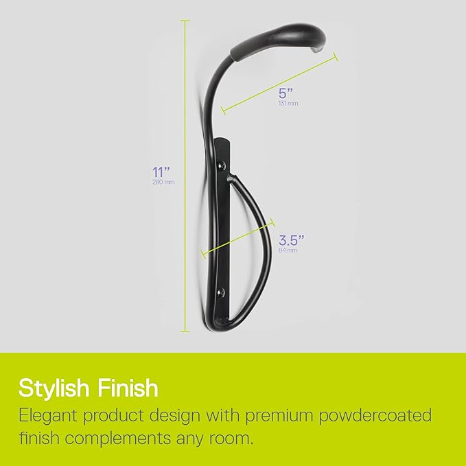 Delta Cycle Leonardo Bike Rack Garage Wall Mount Storage, Elegant Vertical Hanger Hook Design Provides Easy Bicycle Storage Access, Bike Wall Mount Rack Holds Any Bike Up to 40 lbs, Fat Tire Option