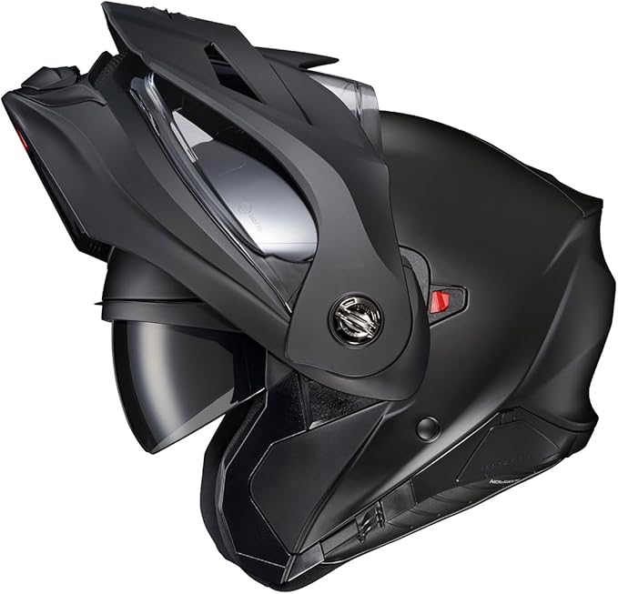 ScorpionEXO AT960 Modular Adventure Street Motorcycle Helmet with Bluetooth Ready Speaker Pockets DOT ECE Approved Solid (Matte Black - Large)