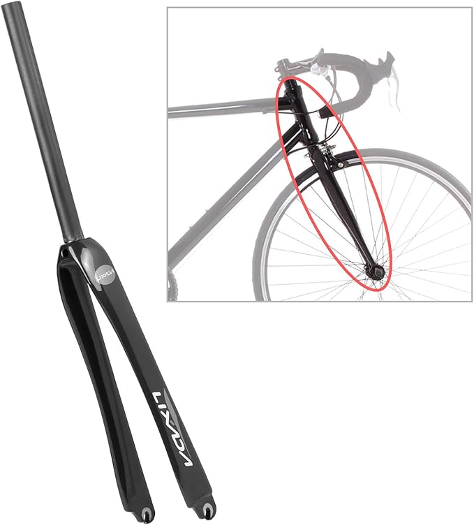 Bicycle Fork, 25.4mm Ultralight Full Carbon Fiber Road Bicycle Fork 700C Cycling Fixed Gear Bike Fork Fixie Bike Front Fork 25.4mm