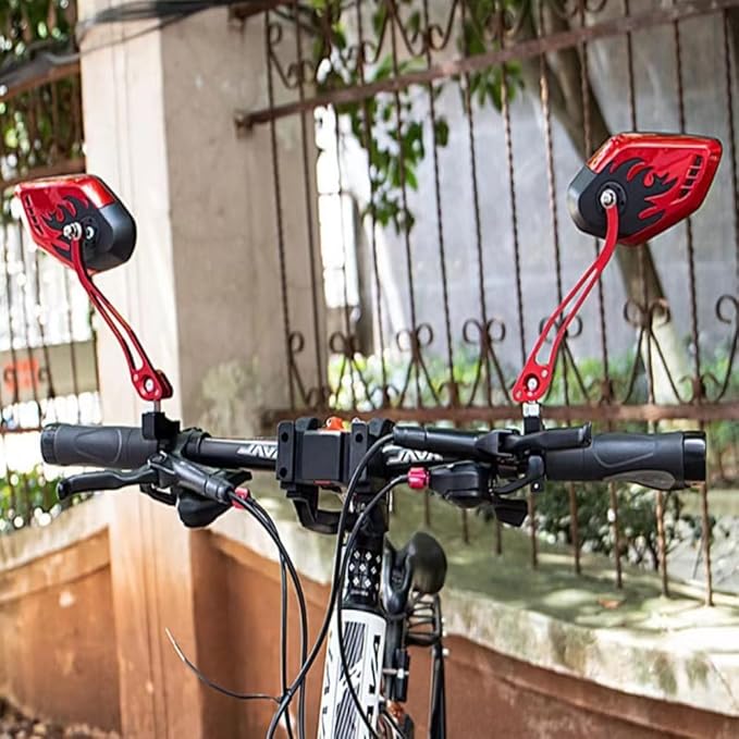 Bike Mirrors for Electric Bikes - 2 Pack Mirrycle Bike Mirrors, Handlebar Rearview Mirror, Bicycle Mirrors for Handlebars - Enhance Safety and Visibility on Your Electric (red)