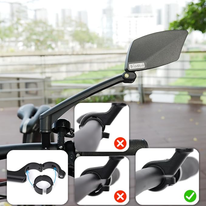 Handlebar Bike Mirror, Scratch Resistant Glass Lens, Ajustable and Rotatable Safe Rearview Bicycle Mirror