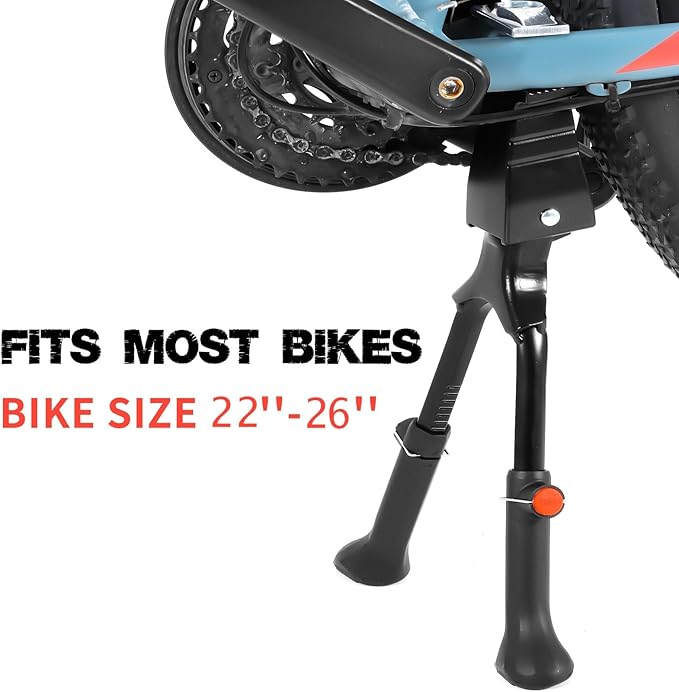 Adjustable Bike Kickstand with Double Legs - Aluminum Alloy Bicycle Kick Stands for 22-26 Inch Adult Bike, Road Bikes and Electric Bike