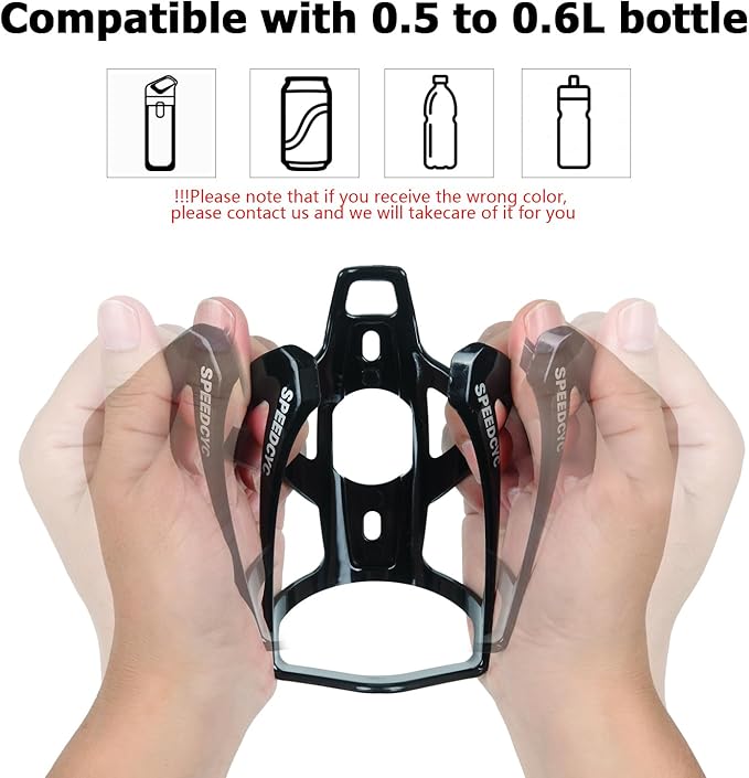 Bike Water Bottle Holder Ultra-Light Bicycle Bottle Cage with Screws Tool, Universal Cycling Cup Holder for MTB, Mountain Bikes,Black 2 Pack