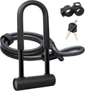 Bike U Lock Heavy Duty Bike Lock Bicycle U Lock, 16mm Shackle and 4ft/6ft Length Security Cable with Sturdy Mounting Bracket for Bicycle, Motorcycle and More